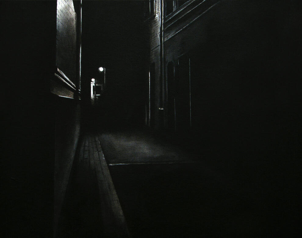 ]unhinged boundary[ 40 x 50 cm acrylic on canvas board £200